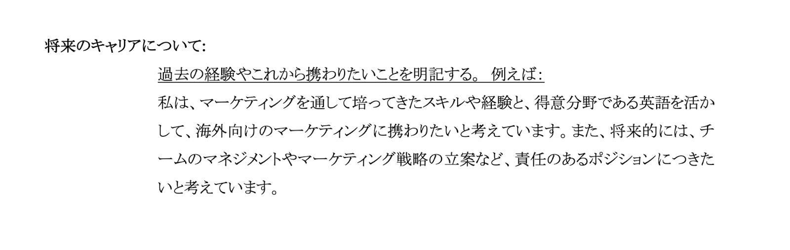 履歴書に書く将来のキャリアの記入例